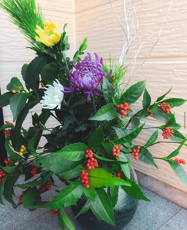 千両と菊の正月飾り